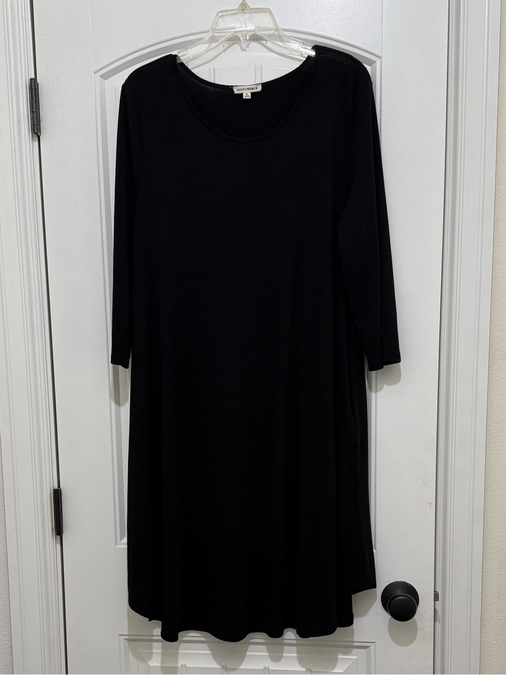 Zenana Premium Black 3/4 Sleeve Knit Swing Dress - Womens XL